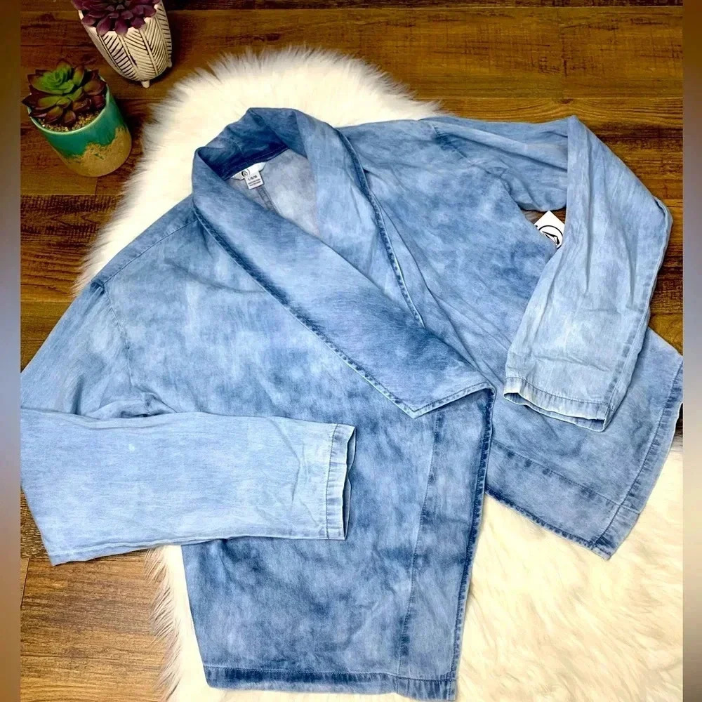 Volcom Girls Rolling High Stonewash Open Face Denim Blazer